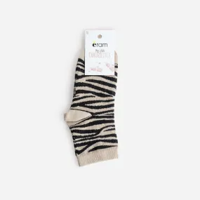 Chaussettes beige et noir à motif zèbre - Chaussettes / Collants Accessoires | ERAM