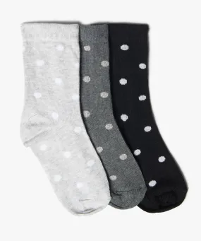 chaussettes hautes a pois fille (lot de 3) noir chine chaussettes