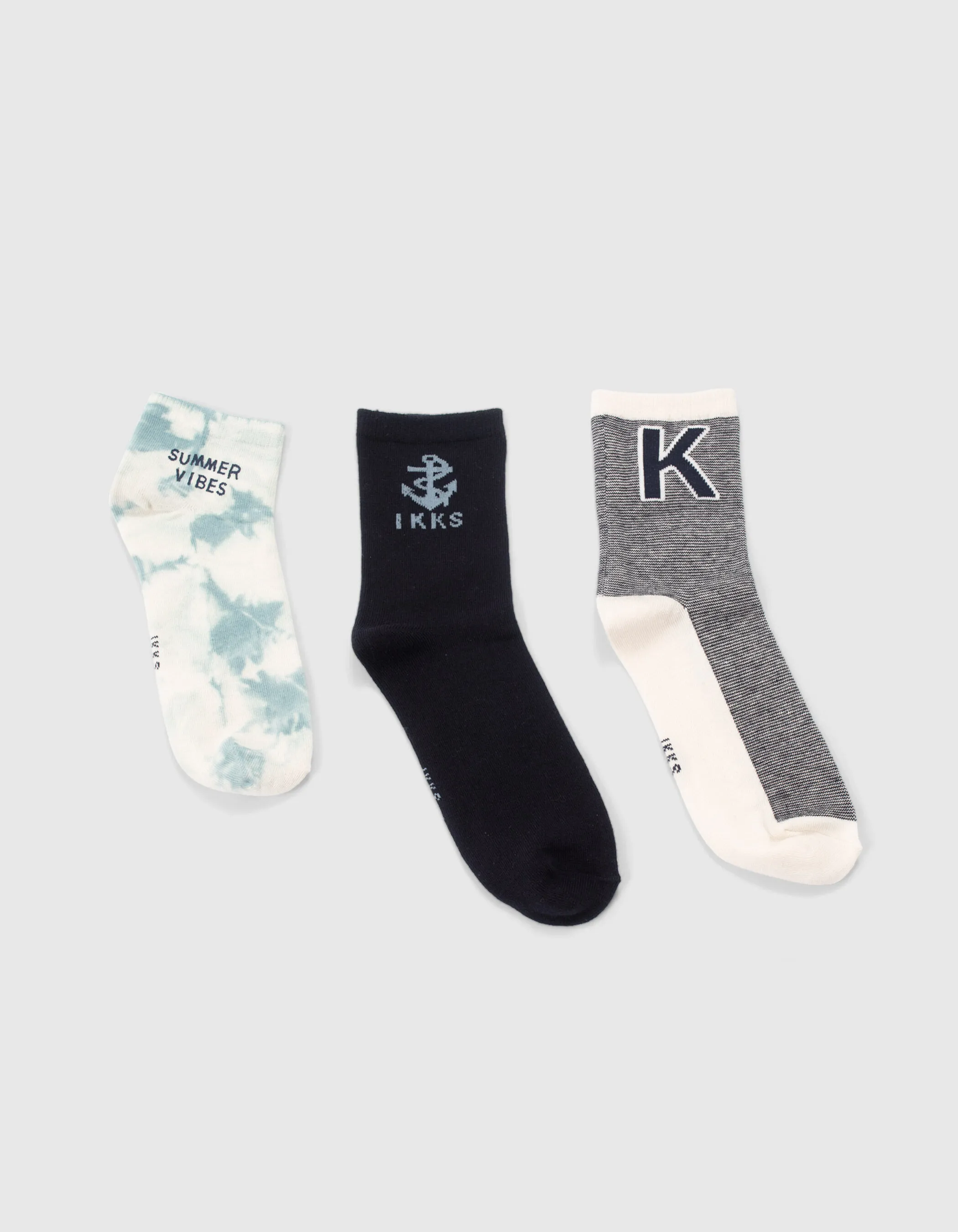 Chaussettes marine, blanches, bleues