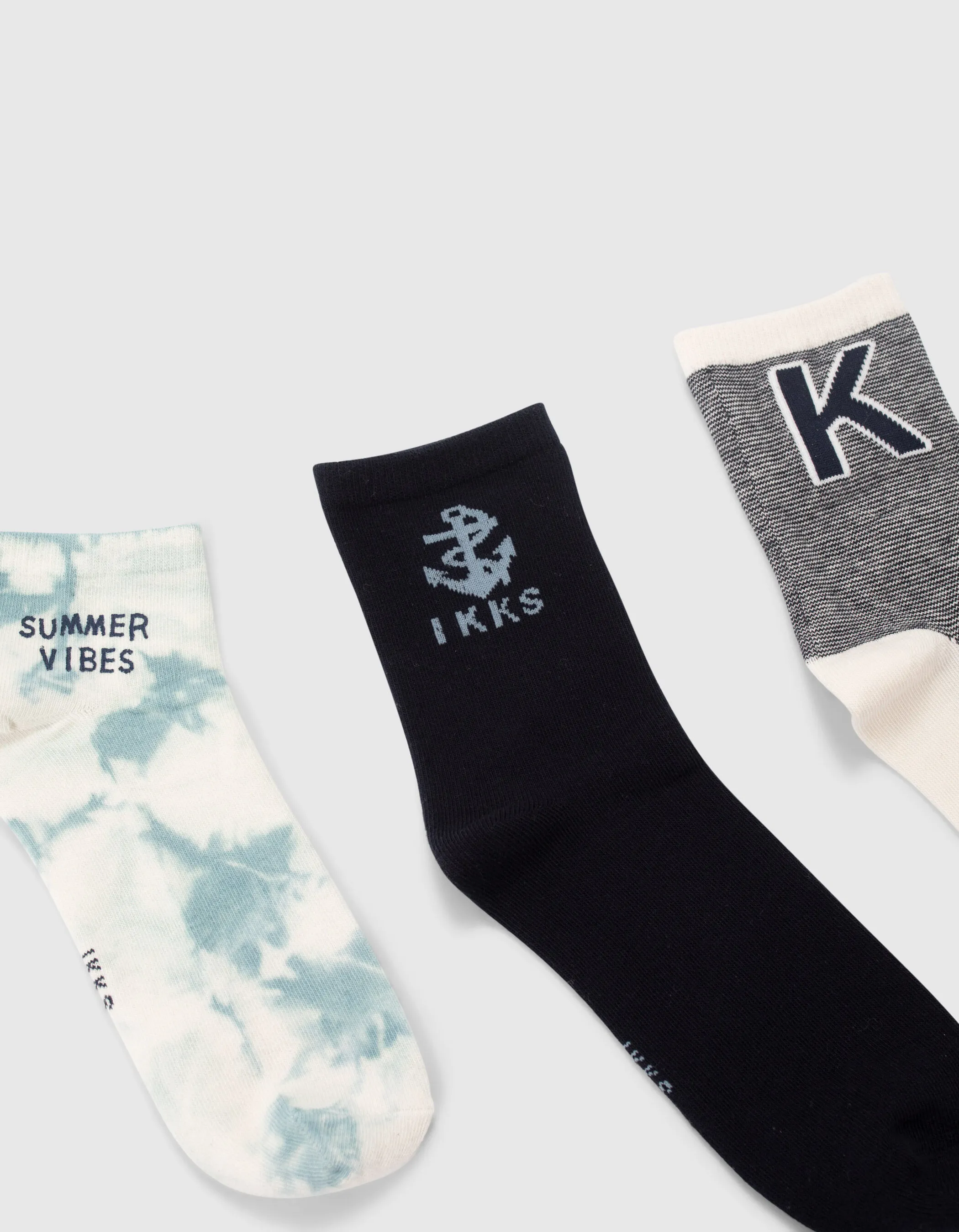 Chaussettes marine, blanches, bleues