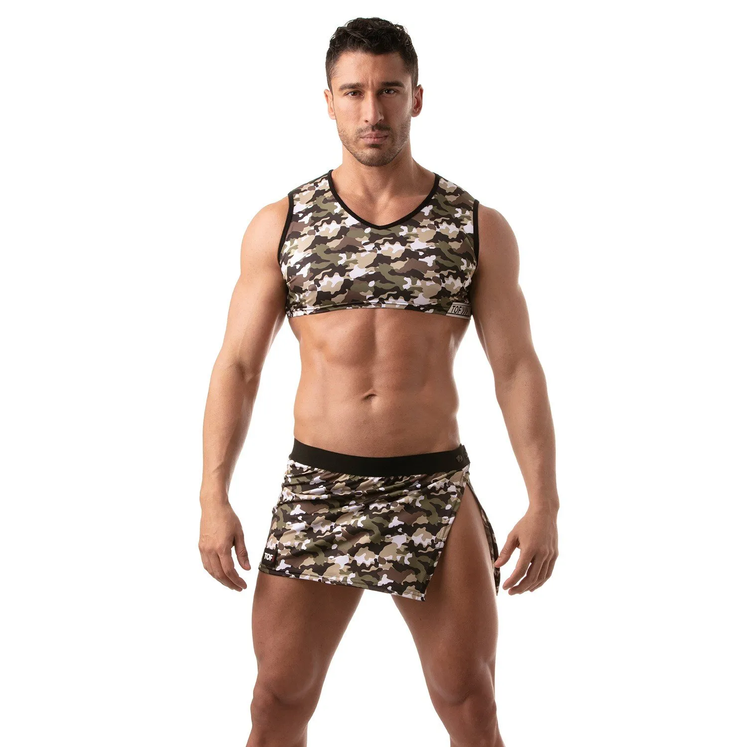 Crop top sans manche Iconic Tof Paris - Camouflage kaki - TOF Paris...