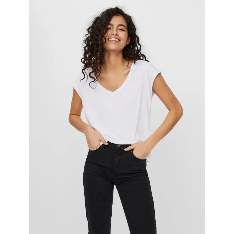 Débardeur en lin joy col v blanc femme - Vero Moda | wimod