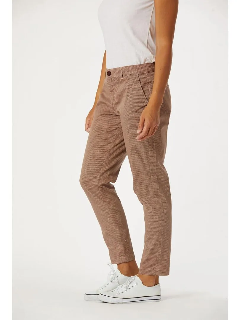 Lee Cooper - Pantalon coton chino fit JANNY - Marron