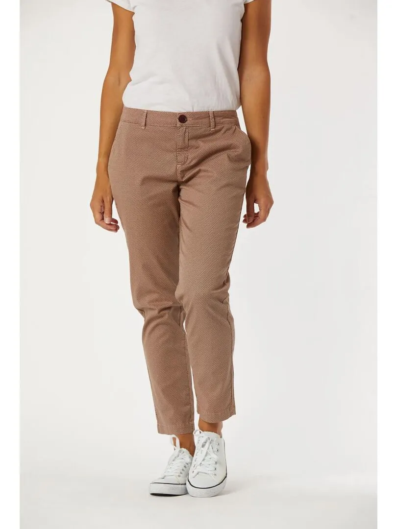 Lee Cooper - Pantalon coton chino fit JANNY - Marron