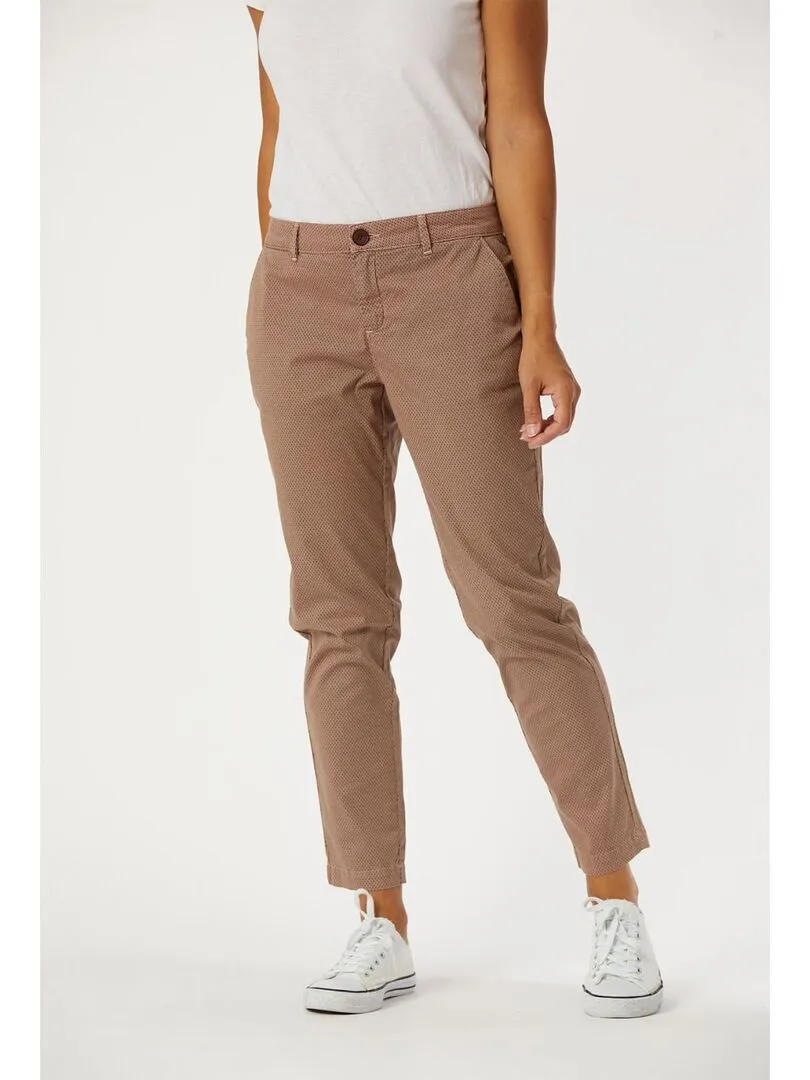 Lee Cooper - Pantalon coton chino fit JANNY - Marron