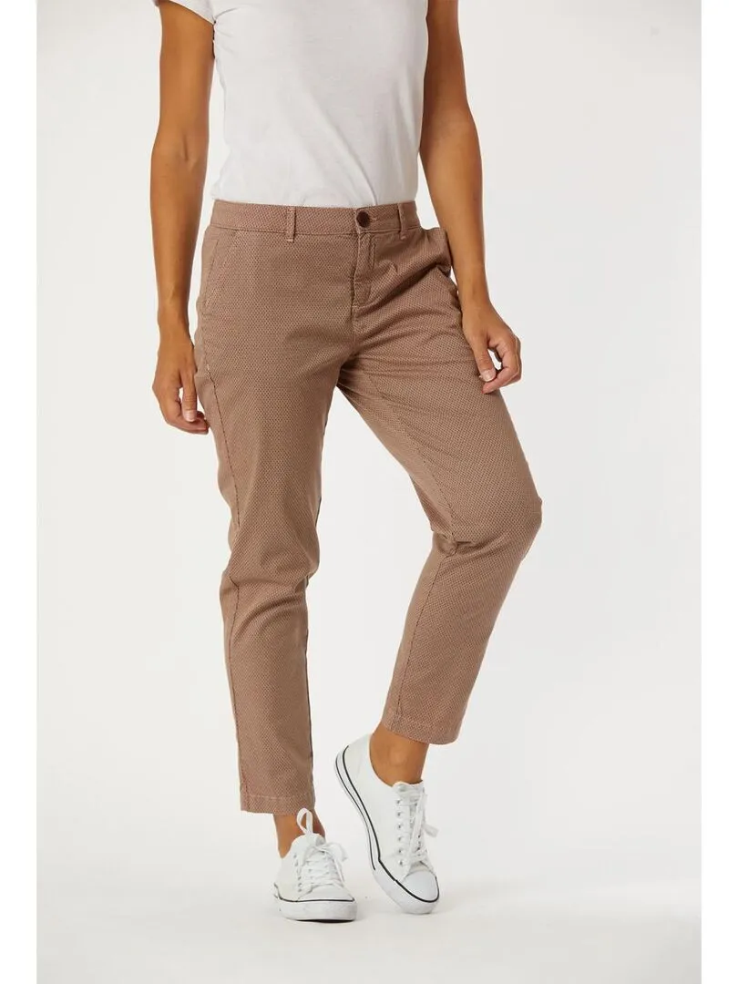 Lee Cooper - Pantalon coton chino fit JANNY - Marron