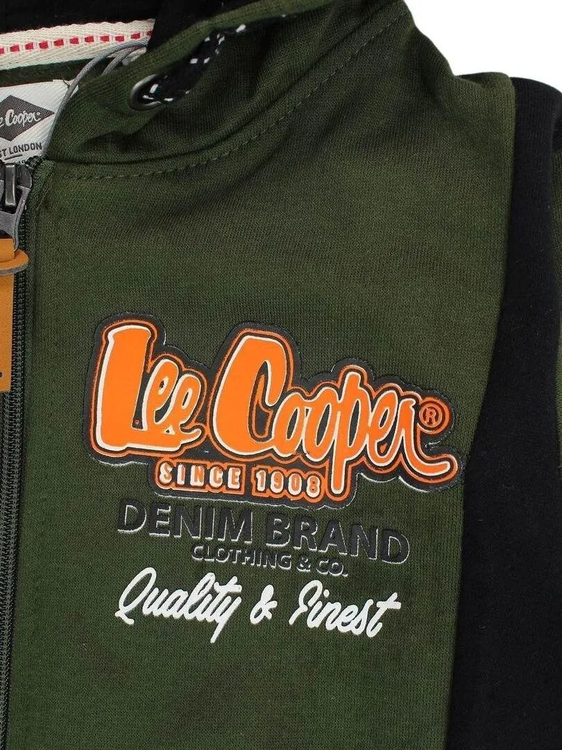 Lee Cooper - Veste garçon imprimé logo en coton - Kaki