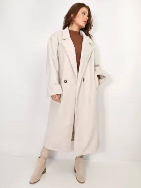 Manteau oversize en maille texturée- Beige