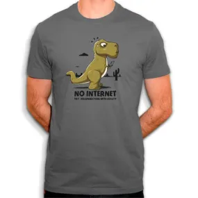 No internet - t-shirt en coton bio - parodie dinosaure de google