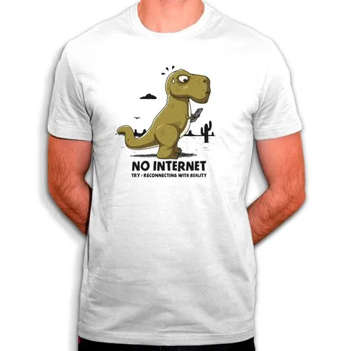 No internet - t-shirt en coton bio - parodie dinosaure de google