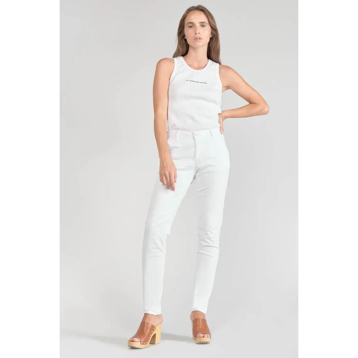 Pantalon chino Dyli3 blanc en coton | 3 Suisses