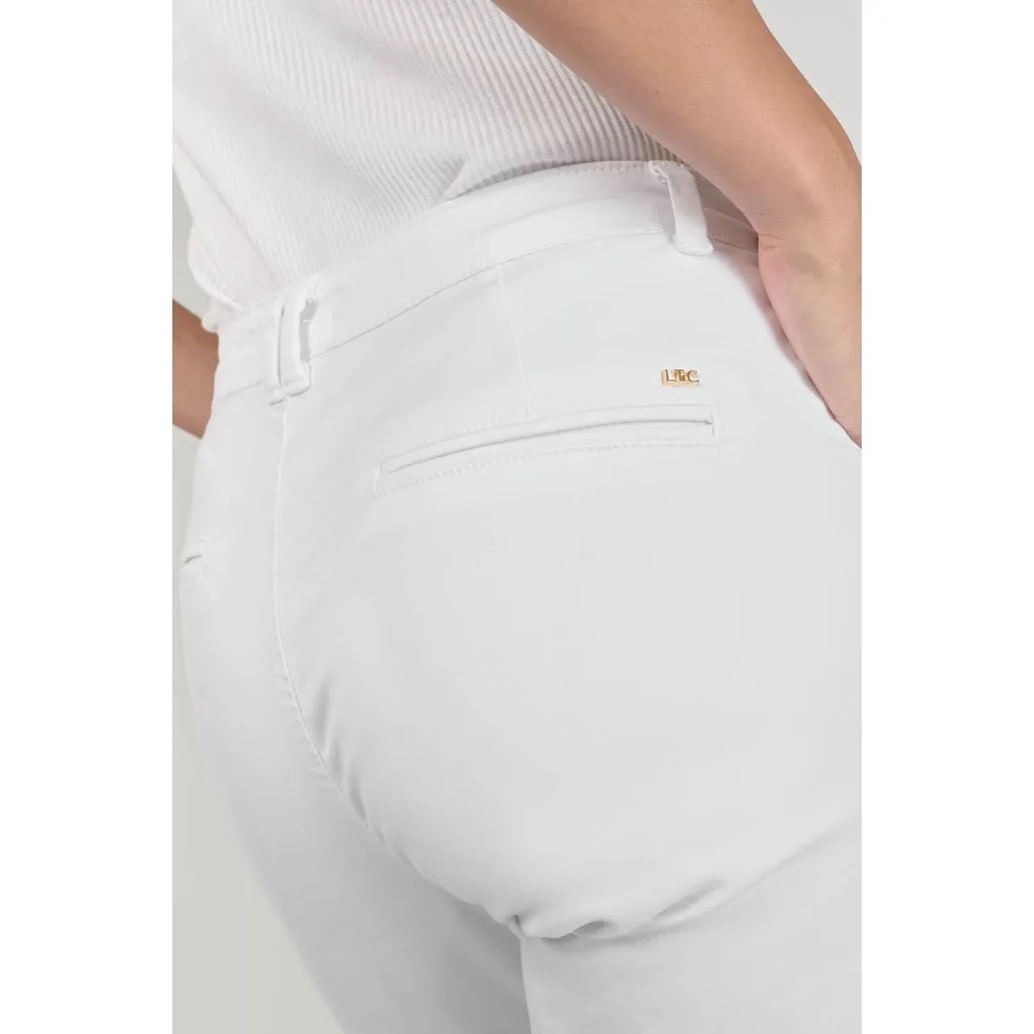 Pantalon chino Dyli3 blanc en coton | 3 Suisses