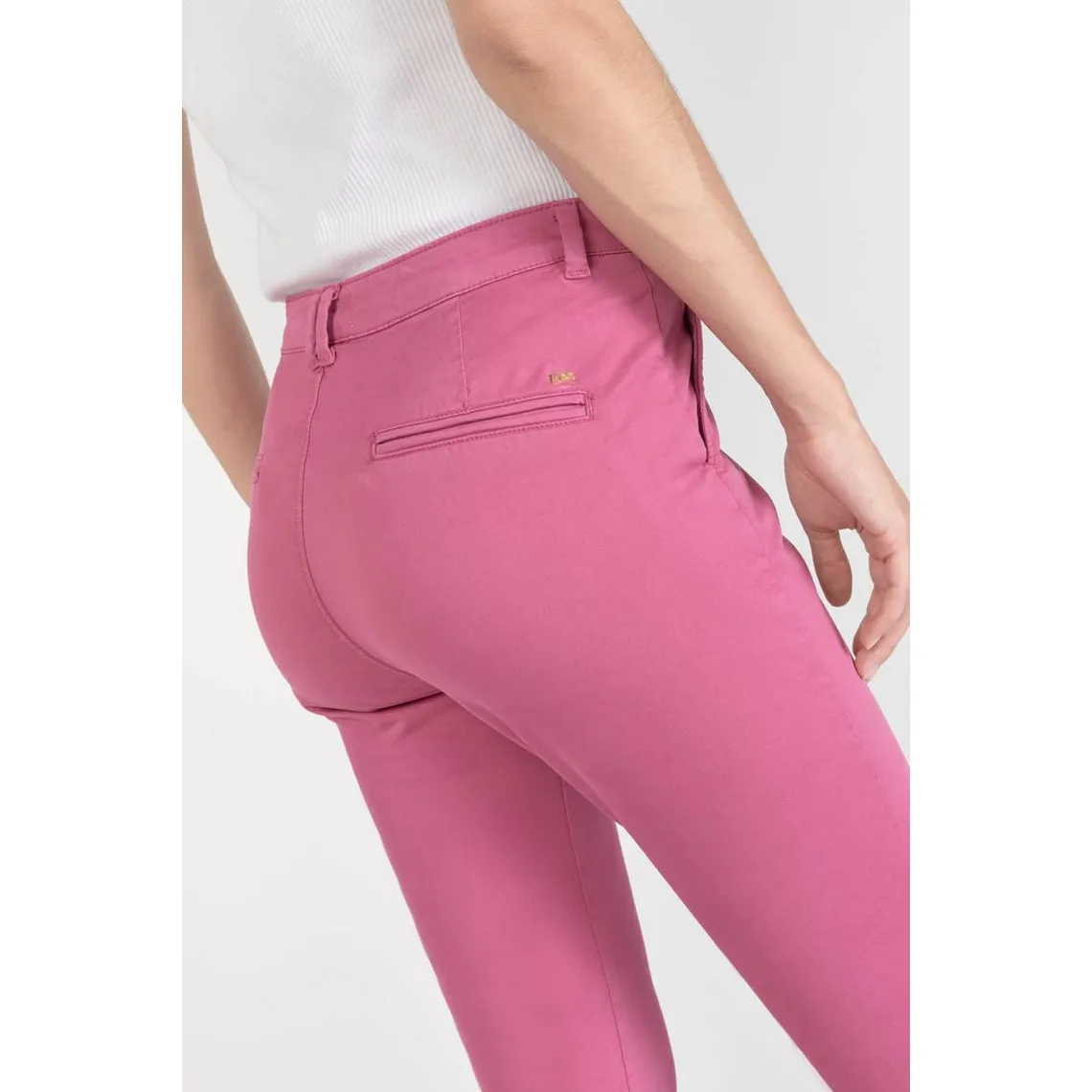 Pantalon chino Dyli3 fuchsia rouge en coton | 3 Suisses