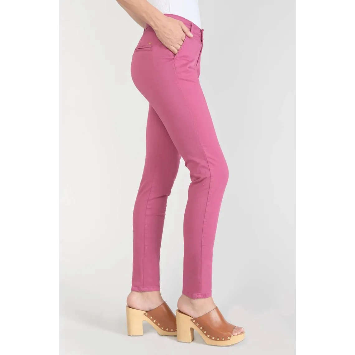 Pantalon chino Dyli3 fuchsia rouge en coton | 3 Suisses