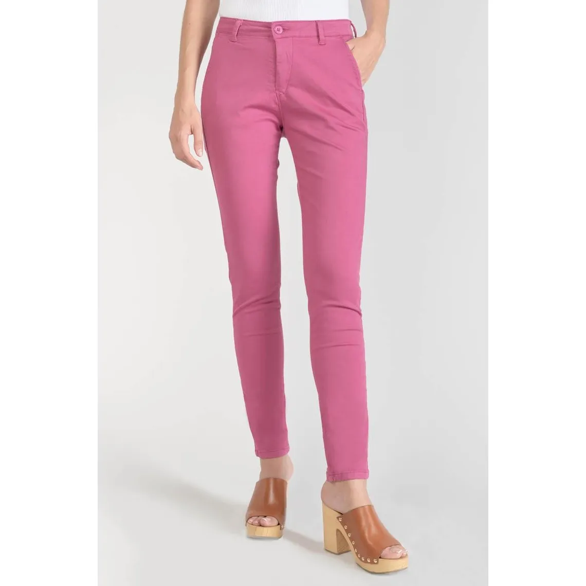 Pantalon chino Dyli3 fuchsia rouge en coton | 3 Suisses