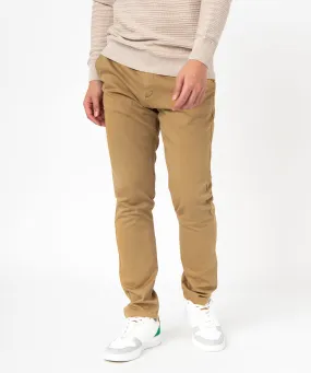 pantalon chino en coton stretch coupe slim homme beige