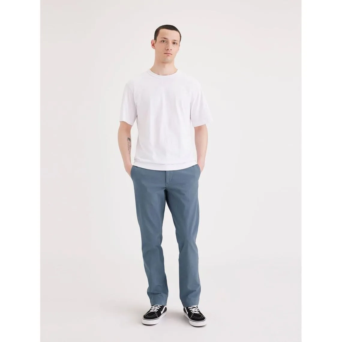 Pantalon chino slim Alpha bleu en coton | 3 Suisses