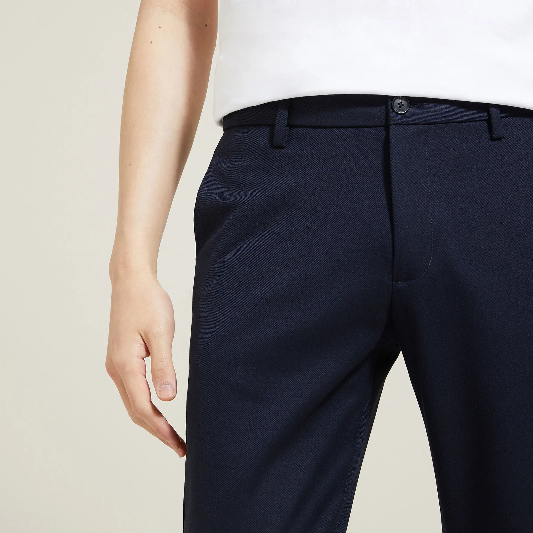 Pantalon chino slim en twill bi-ton Bleu | Jules