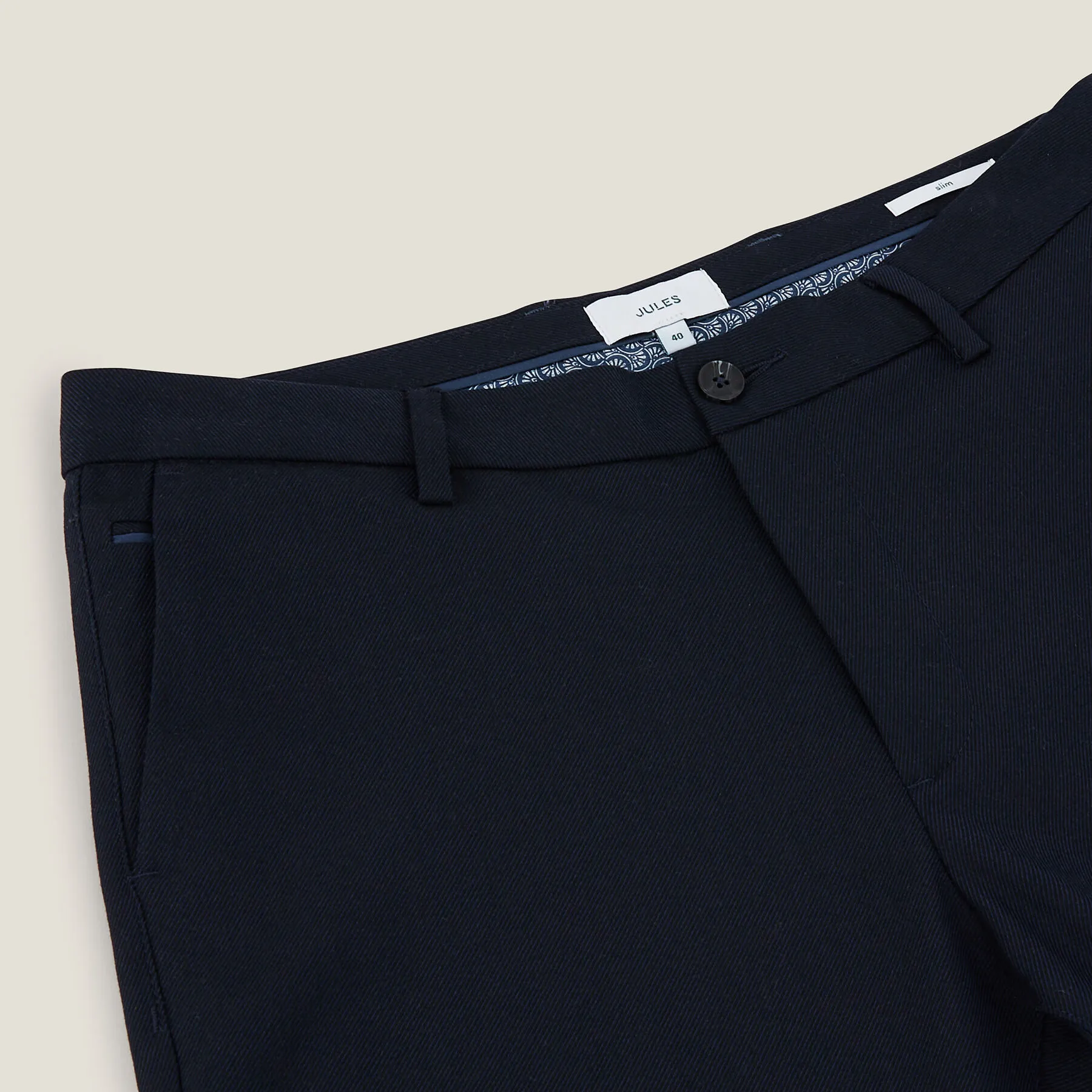 Pantalon chino slim en twill bi-ton Bleu | Jules