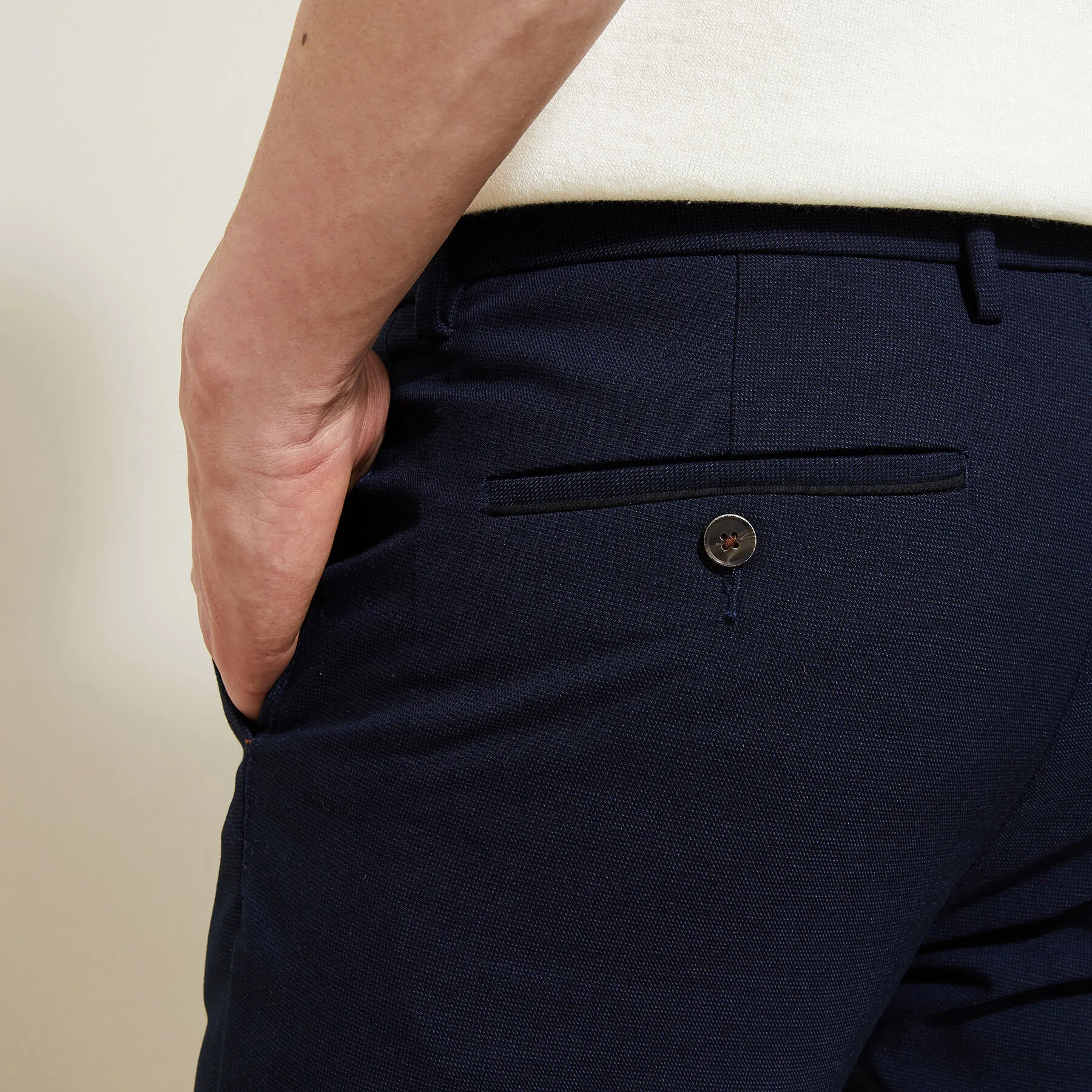 Pantalon chino slim fantaisie intérieur gratté Bleu foncé | Jules