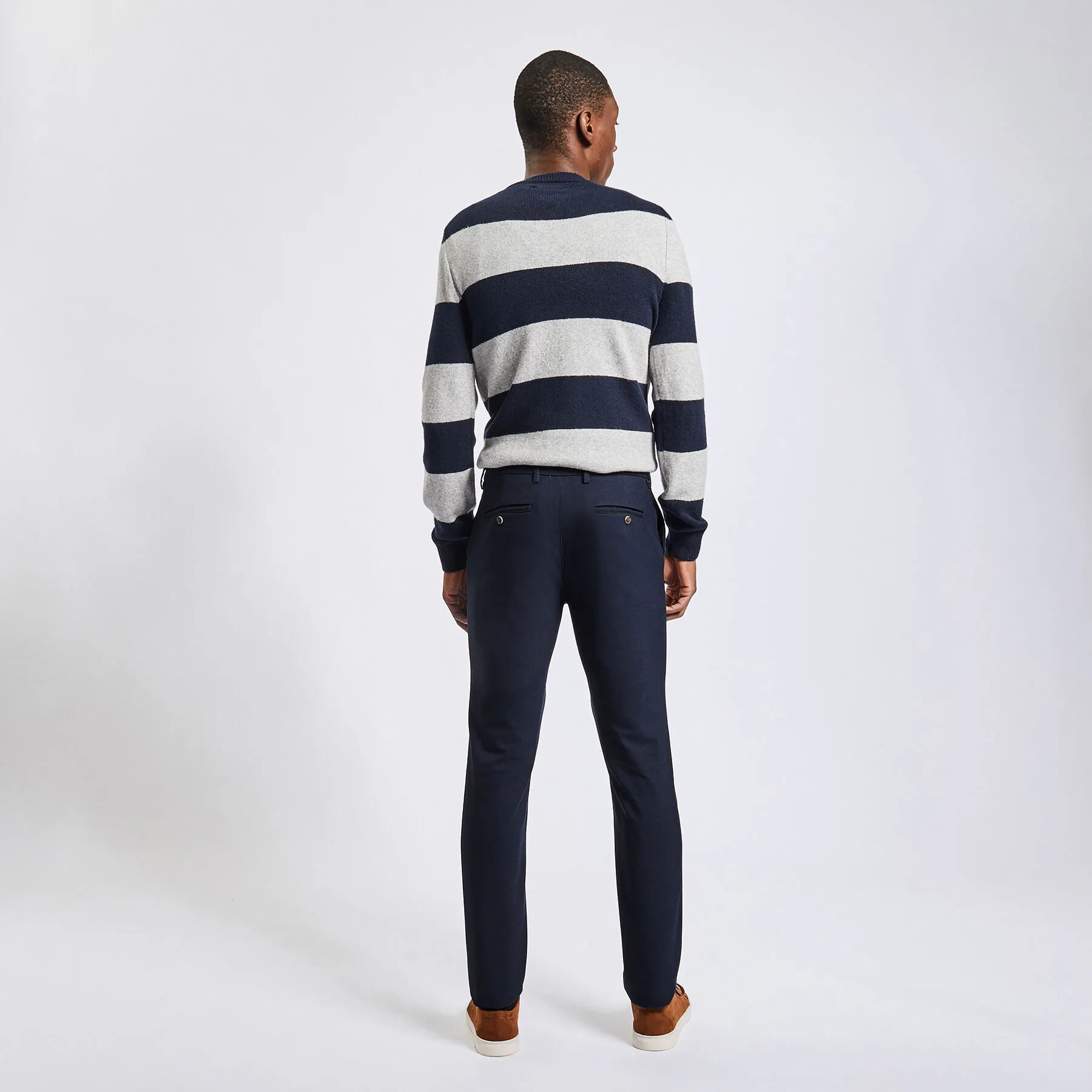 Pantalon chino slim fantaisie intérieur gratté Bleu foncé | Jules