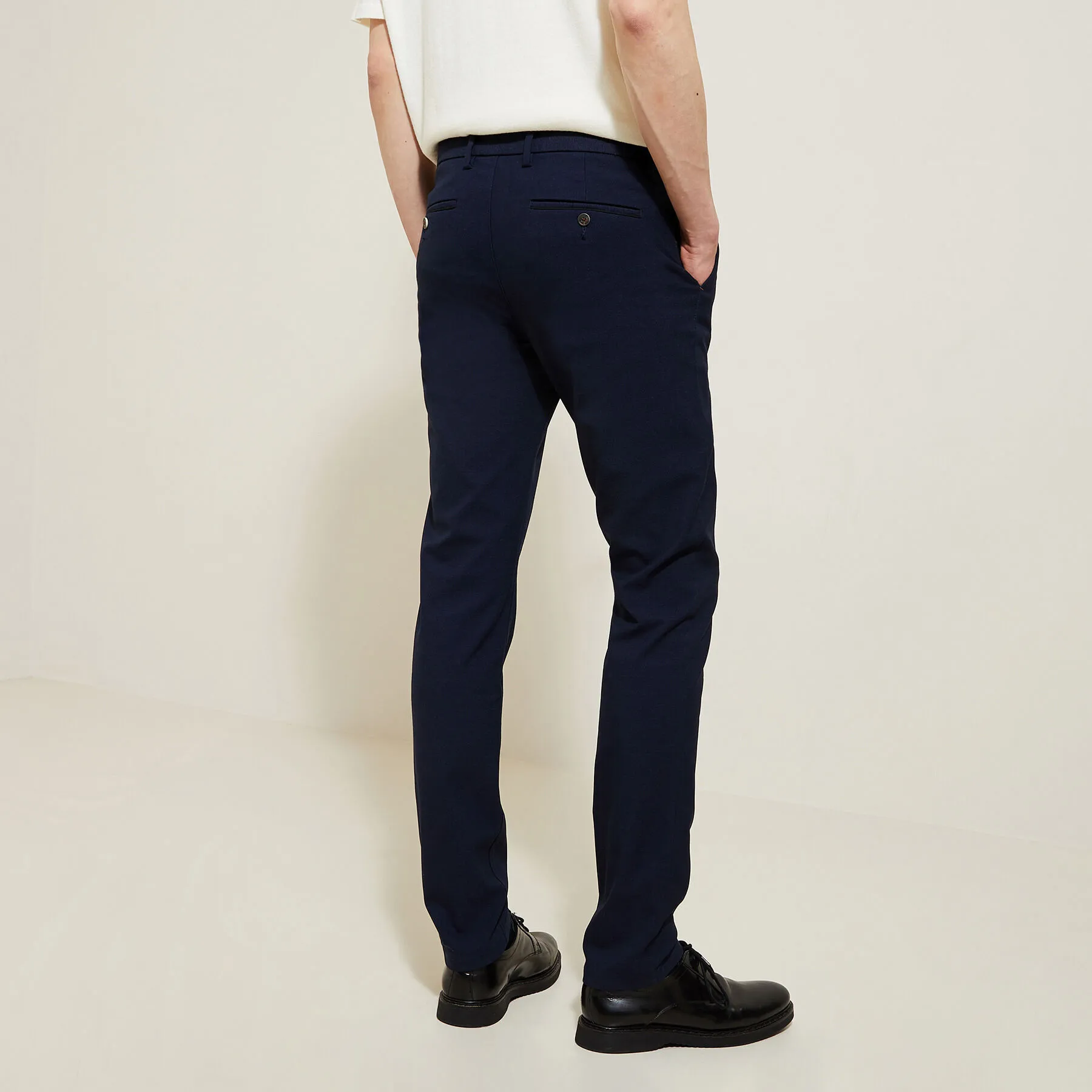 Pantalon chino slim fantaisie intérieur gratté Bleu foncé | Jules