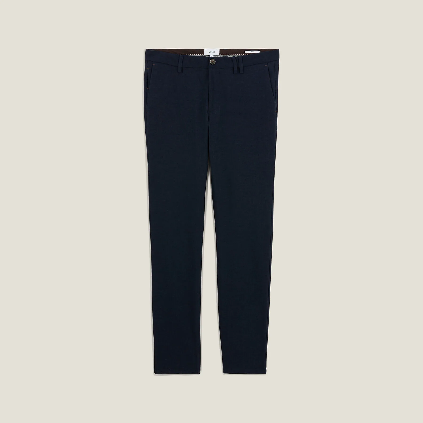 Pantalon chino slim fantaisie intérieur gratté Bleu foncé | Jules