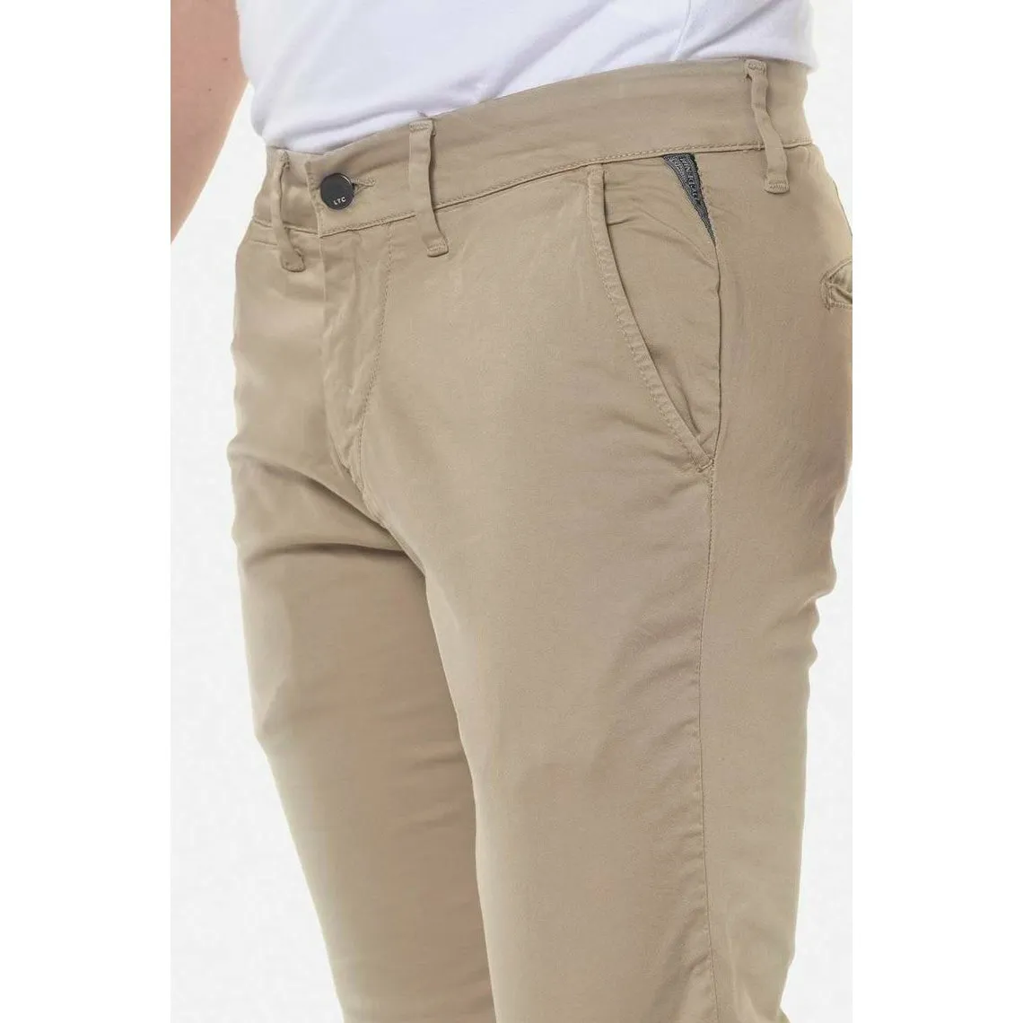 Pantalon chino slim Jas beige blanc en coton | 3 Suisses