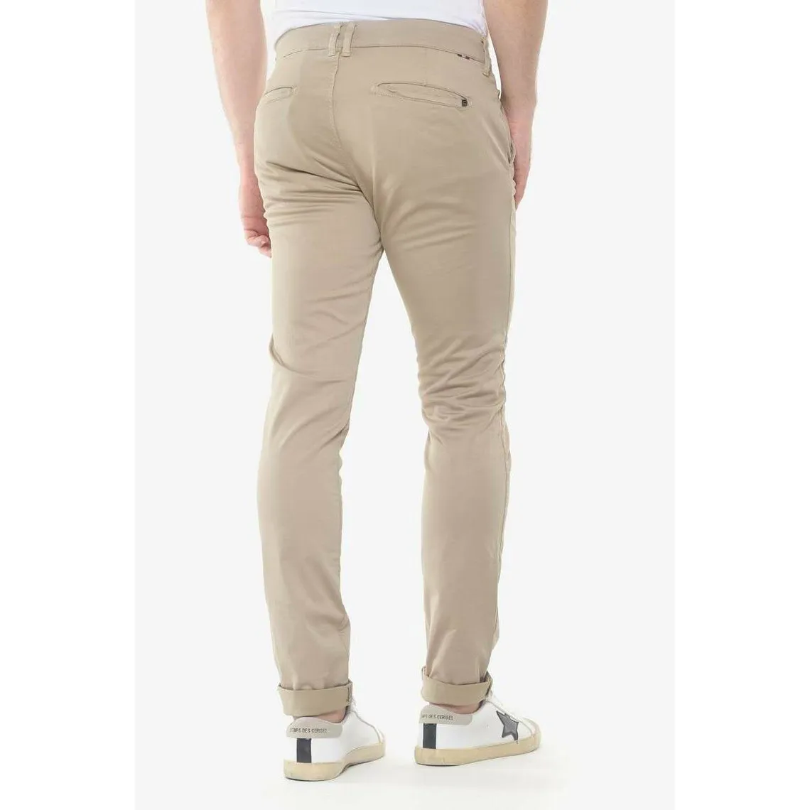 Pantalon chino slim Jas beige blanc en coton | 3 Suisses