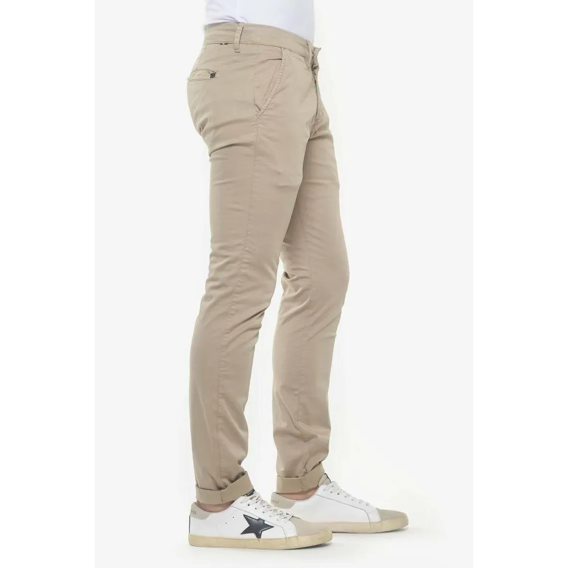 Pantalon chino slim Jas beige blanc en coton | 3 Suisses