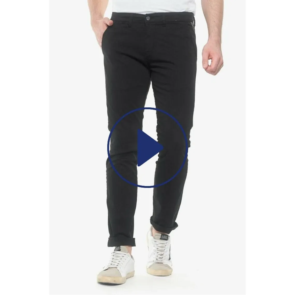 Pantalon chino slim Jas noir en coton | 3 Suisses