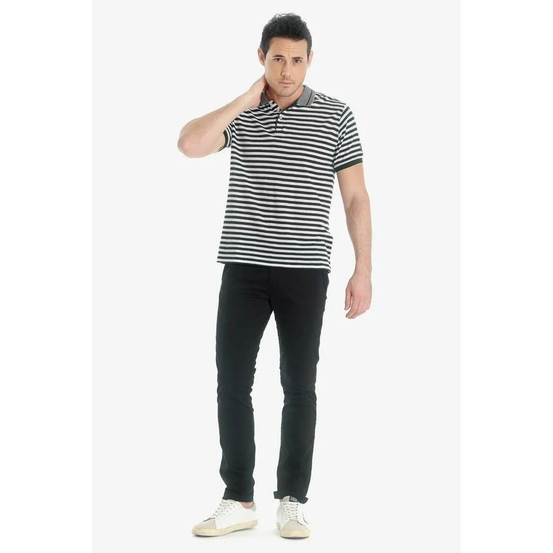 Pantalon chino slim Jas noir en coton | 3 Suisses