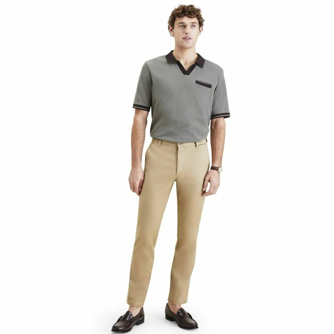 Pantalon chino slim Original camel en coton | 3 Suisses