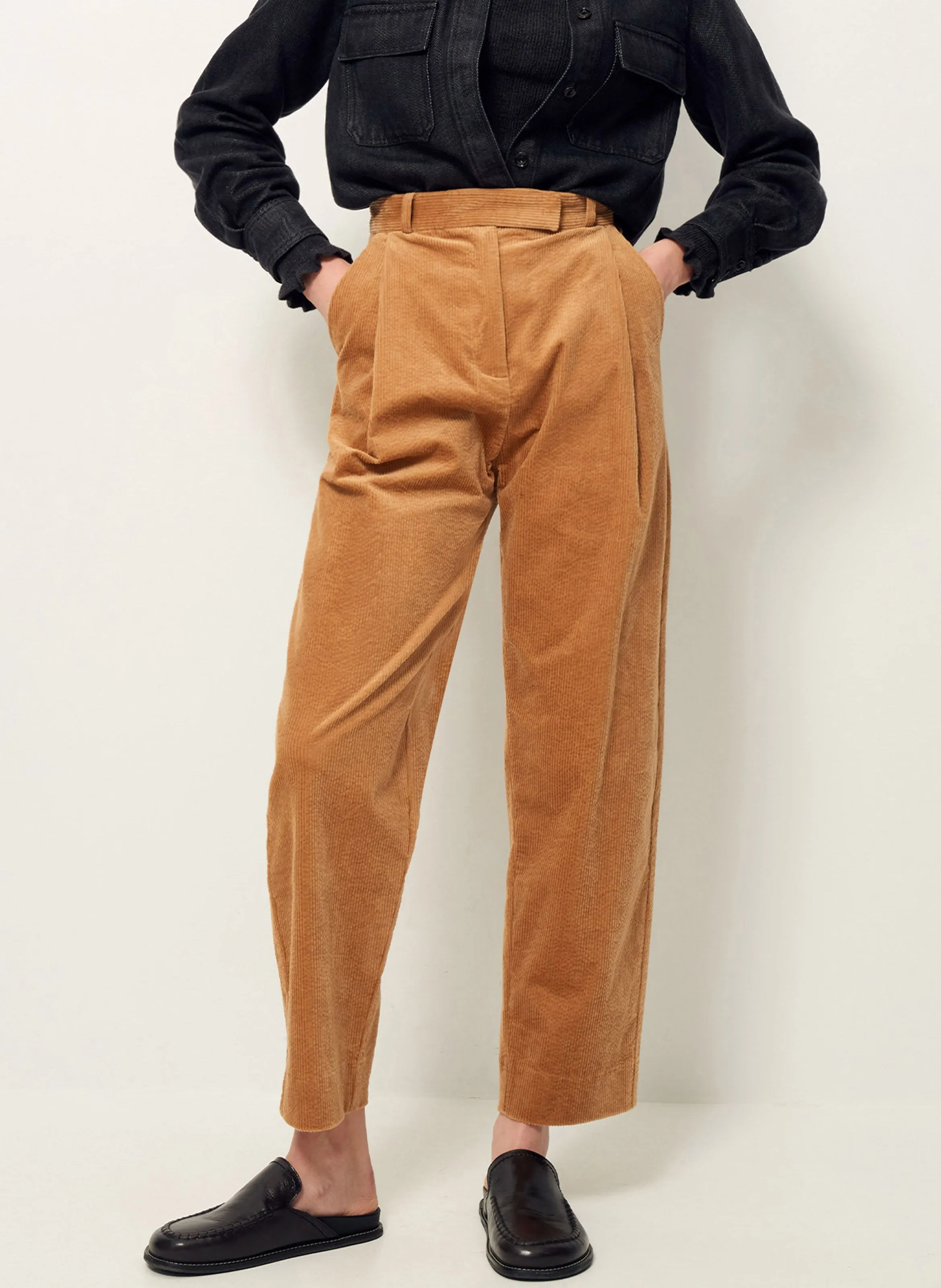 PANTALON FUSELé TAILLE HAUTE EN COTON MéLANGé SAVILE ROW - SESSUN pour FEMME | Printemps