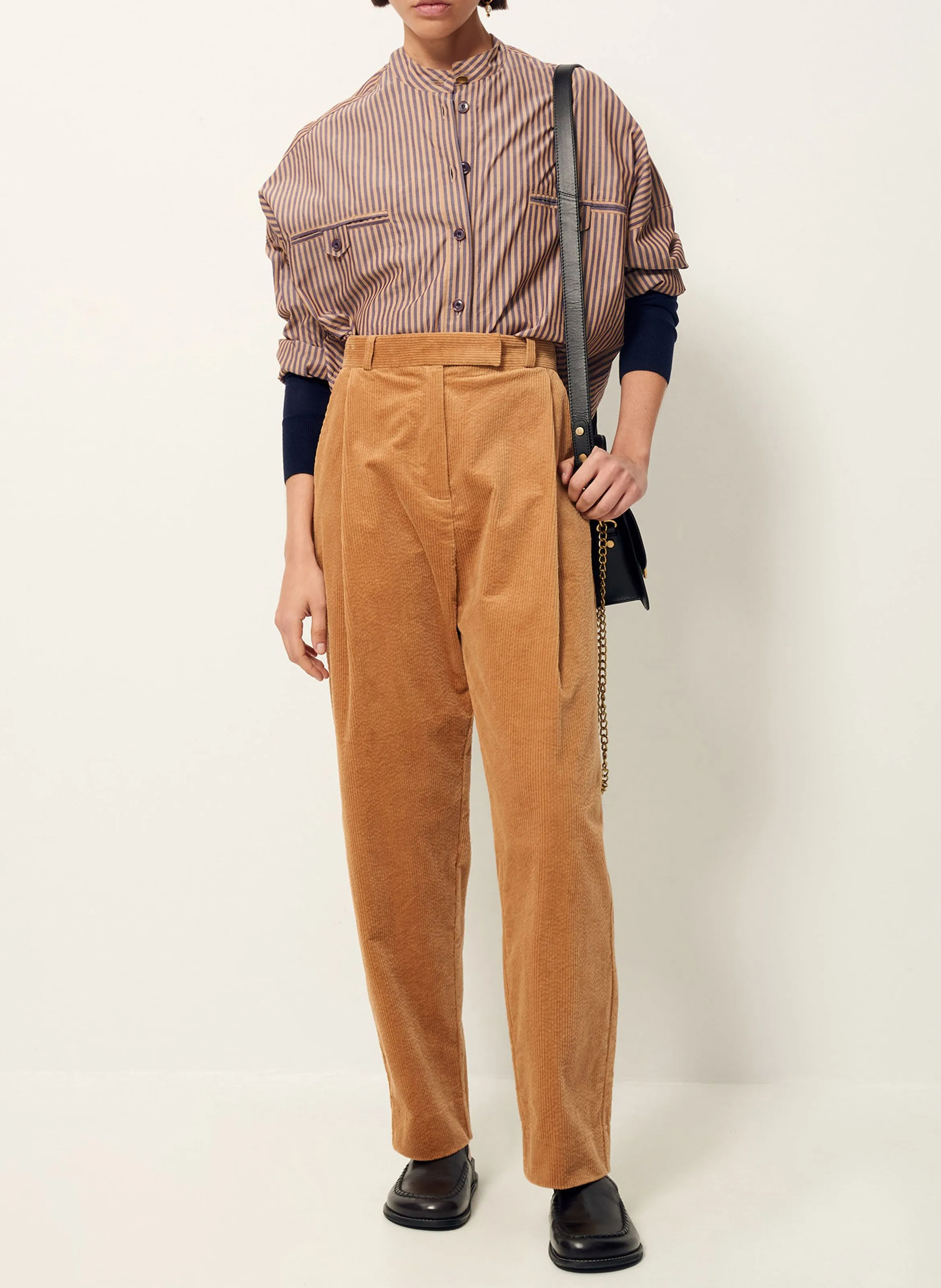 PANTALON FUSELé TAILLE HAUTE EN COTON MéLANGé SAVILE ROW - SESSUN pour FEMME | Printemps