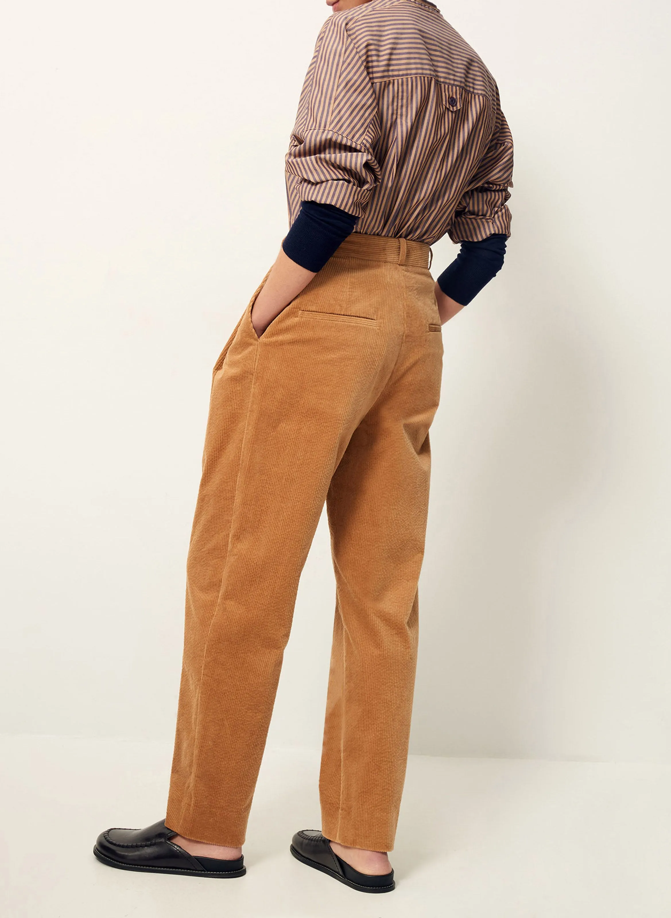 PANTALON FUSELé TAILLE HAUTE EN COTON MéLANGé SAVILE ROW - SESSUN pour FEMME | Printemps