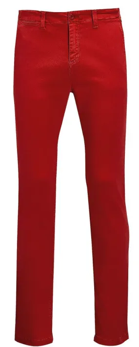 pantalon toile chino stretch homme - 01424 L33 - rouge 