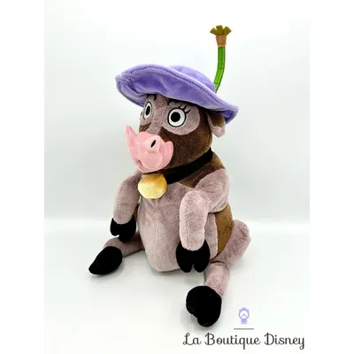 Peluche Miss Caloway La Ferme se Rebelle Disneyland Paris Disney vache chapeau violet 38 cm