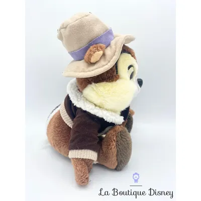 Peluche Tic Aventurier Euro Disney Disneyland Paris Tic et Tac écureuil marron explorateur chapeau 25 cm