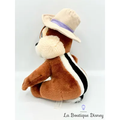 Peluche Tic Aventurier Euro Disney Disneyland Paris Tic et Tac écureuil marron explorateur chapeau 25 cm