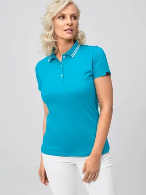 Polo femme en jersey à maille interlock – col en tricot