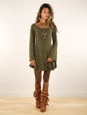 Robe patineuse crochet Müse, Vert kaki