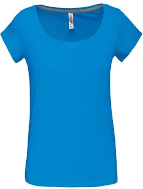 T-shirt col bateau - Femme - K384 - bleu tropical 