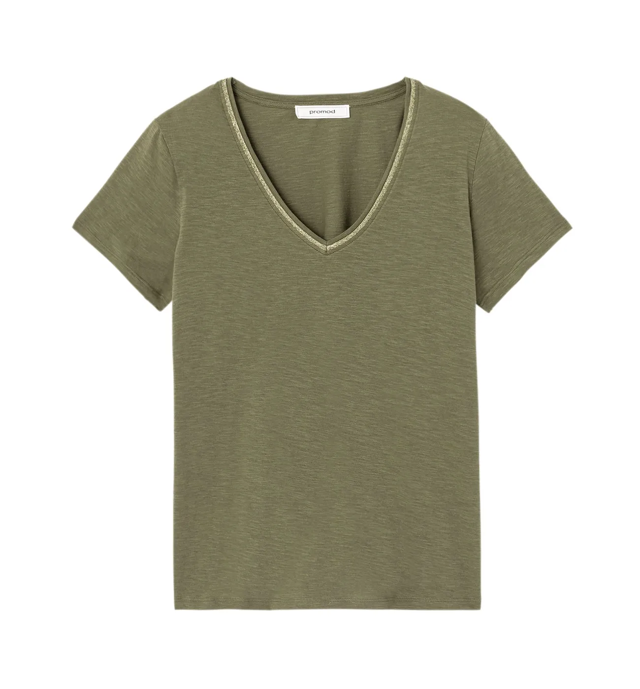 T-shirt col V Femme - Kaki