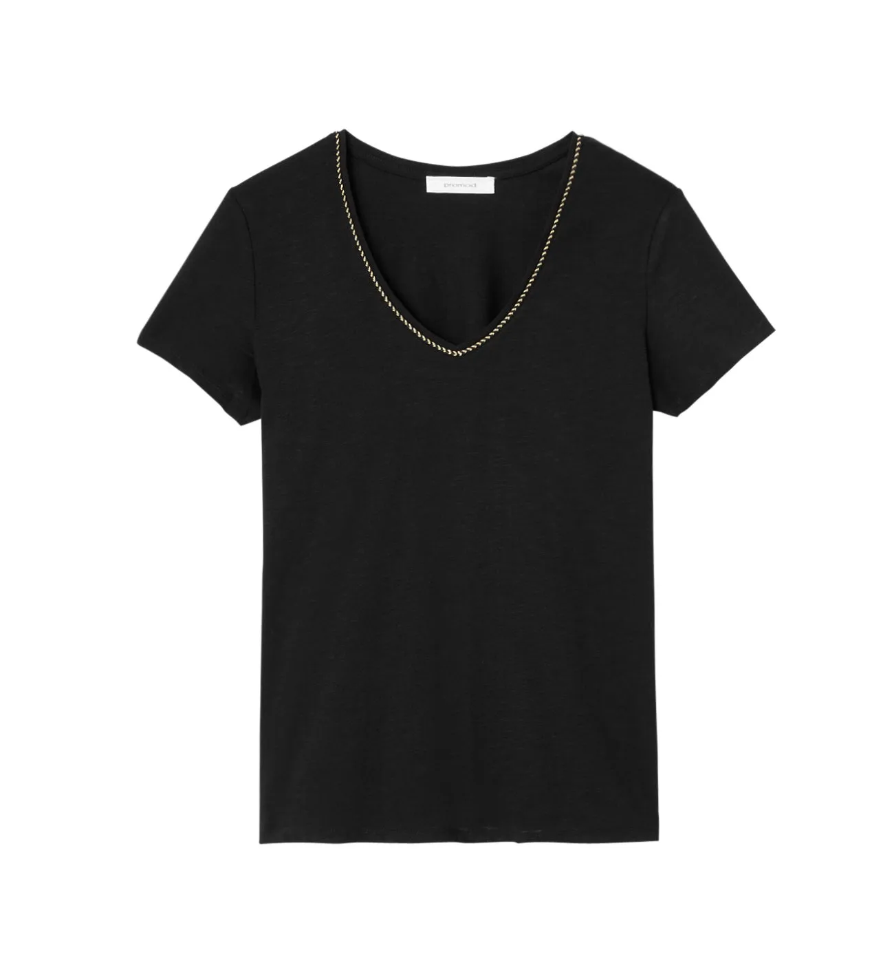 T-shirt col V Femme - Noir