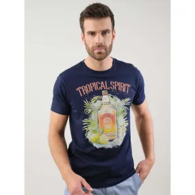 T-shirt tropical sprit bleu marine homme - Deeluxe | wimod