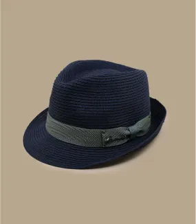 trilby paille bleu marine - Don Farmer blue par Herman Headwear : Headict