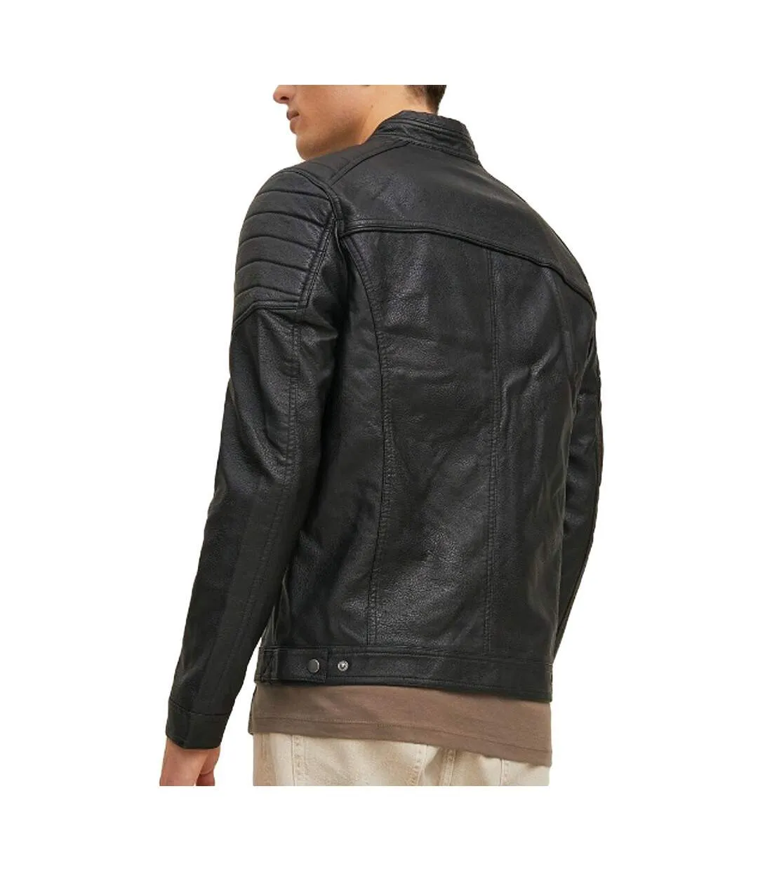 Veste en cuir Noire Homme Jack & Jones Tano